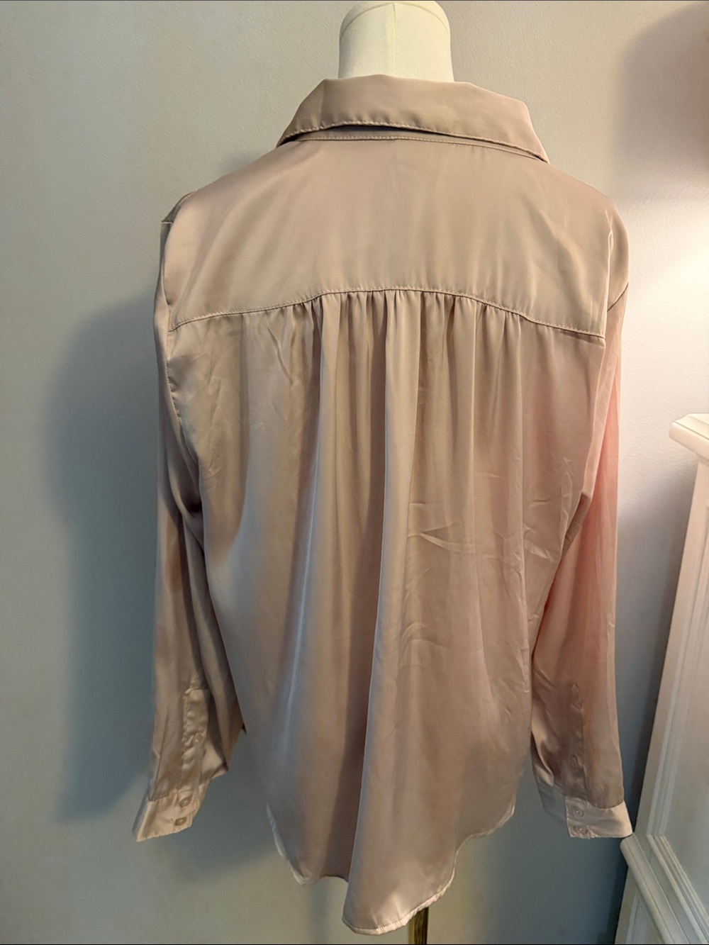 torrid Blush Satin Button-Down Shirt - Picture 3 of 3